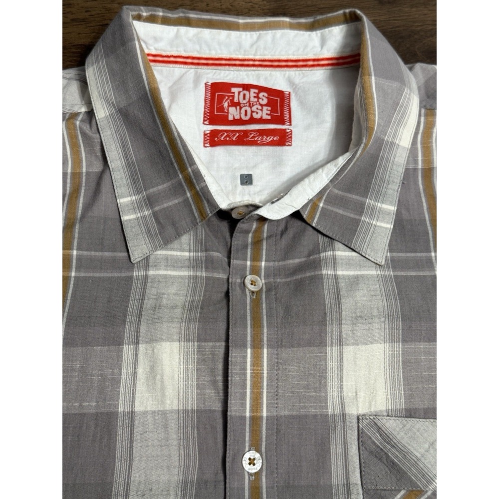 Toes‎ on The Nose Short Sleeve Shirt Mens XXL Plaid Button Up Down 2XL